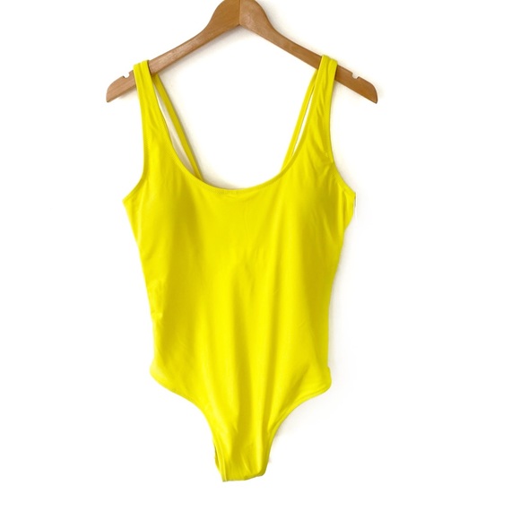 bright yellow one piece swimsuit